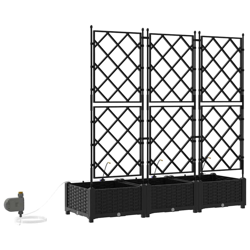 vidaXL Garden Planter 3 pcs Black Steel