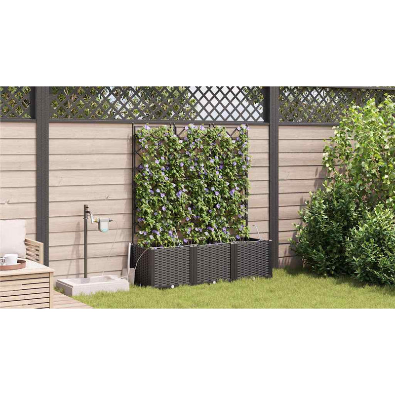 vidaXL Garden Planter 3 pcs Black Steel