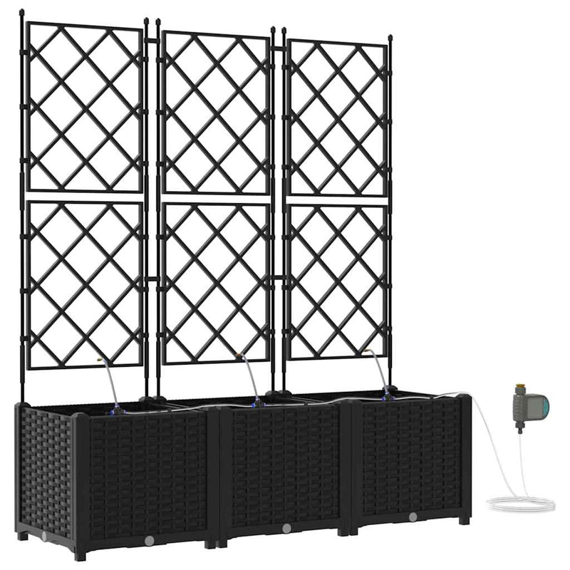 vidaXL Garden Planter 3 pcs Black Steel