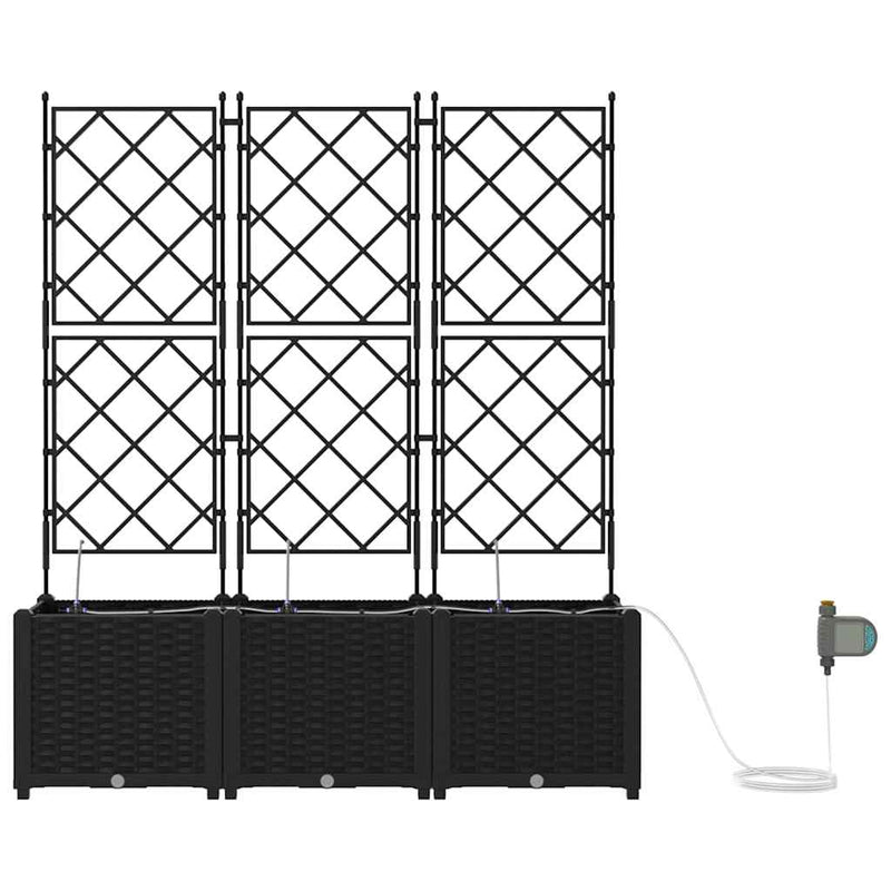 vidaXL Garden Planter 3 pcs Black Steel