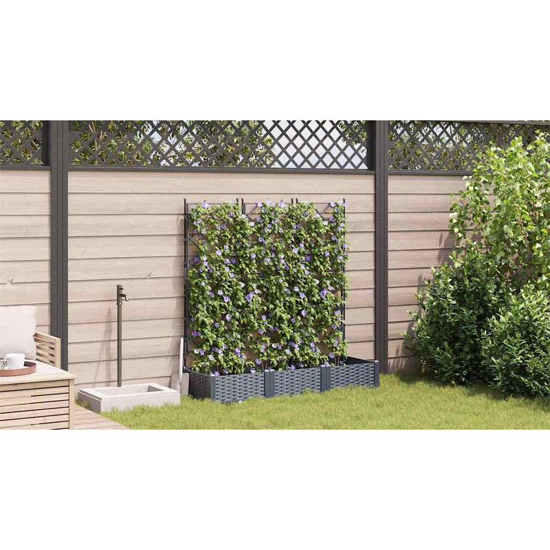 vidaXL Garden Planter 3 pcs Grey 120 x 40 x 125,5 cm Steel