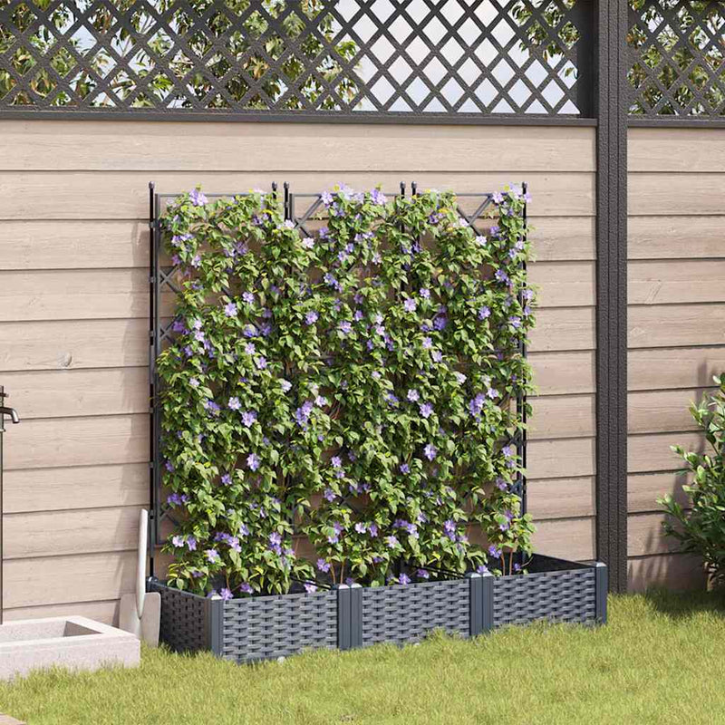 vidaXL Garden Planter 3 pcs Grey 120 x 40 x 125,5 cm Steel