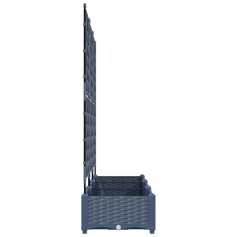 vidaXL Garden Planter with Trellis 3 pcs Grey 120 x 40 x 125.5 cm PP