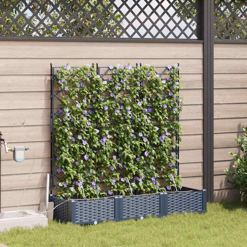 vidaXL Garden Planter 3 pcs Grey 120 x 120 x 142 cm Steel