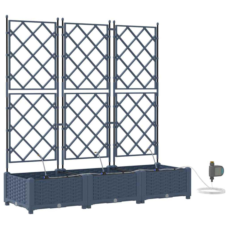 vidaXL Garden Planter 3 pcs Grey 120 x 120 x 142 cm Steel