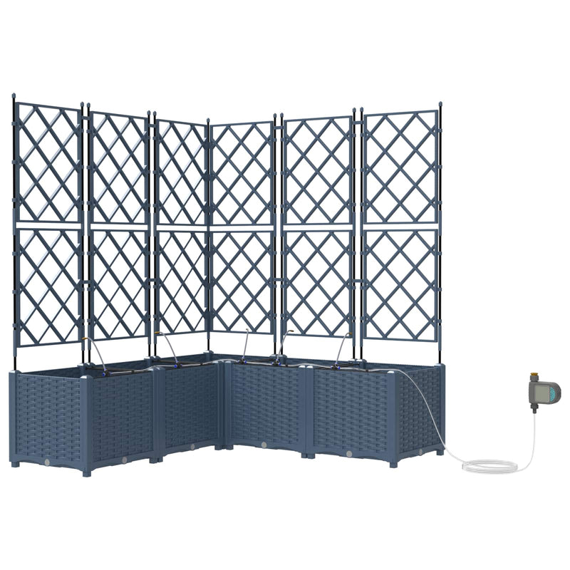 vidaXL Garden Planter 3 pcs Grey 120 x 120 x 142 cm Steel