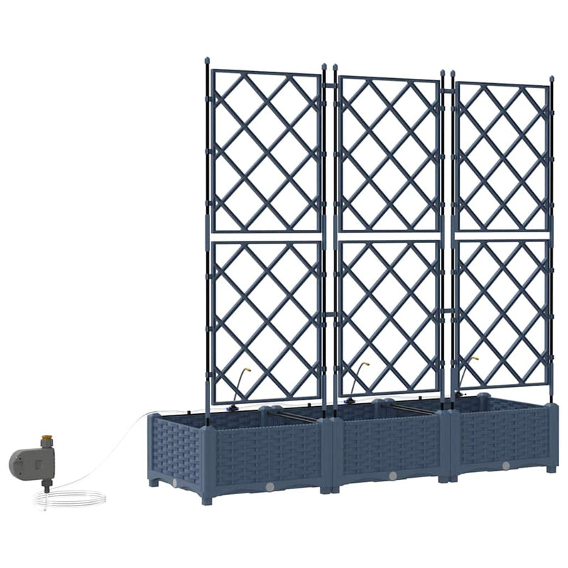 vidaXL Garden Planter 3 pcs Grey 120 x 120 x 142 cm Steel