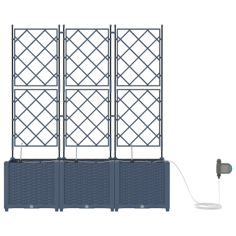 vidaXL Garden Planter 3 pcs Grey 120 x 120 x 142 cm Steel