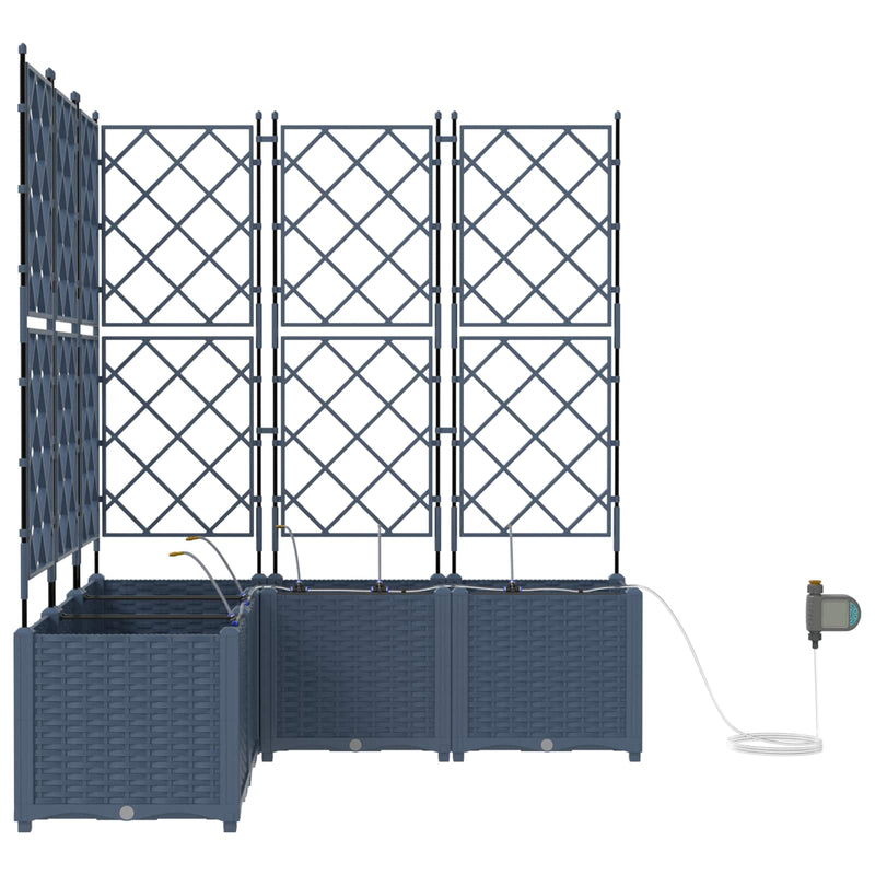 vidaXL Garden Planter 3 pcs Grey 120 x 120 x 142 cm Steel