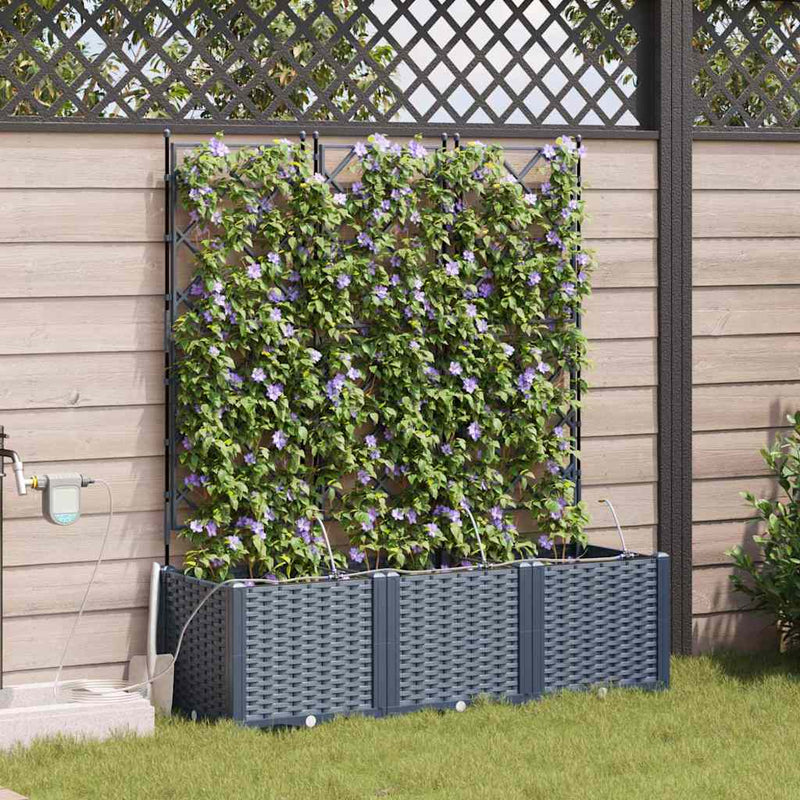 vidaXL Garden Planter 3 pcs Grey 120 x 120 x 142 cm Steel