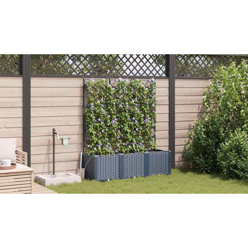 vidaXL Garden Planter 3 pcs Grey 120 x 120 x 142 cm Steel