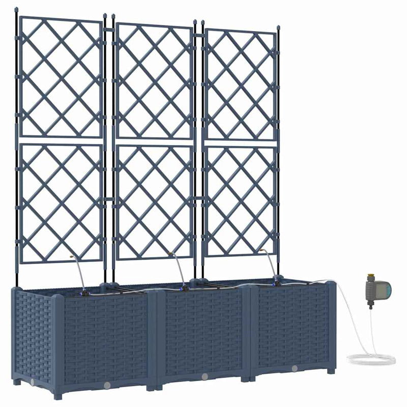 vidaXL Garden Planter 3 pcs Grey 120 x 120 x 142 cm Steel