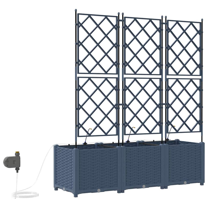 vidaXL Garden Planter 3 pcs Grey 120 x 120 x 142 cm Steel