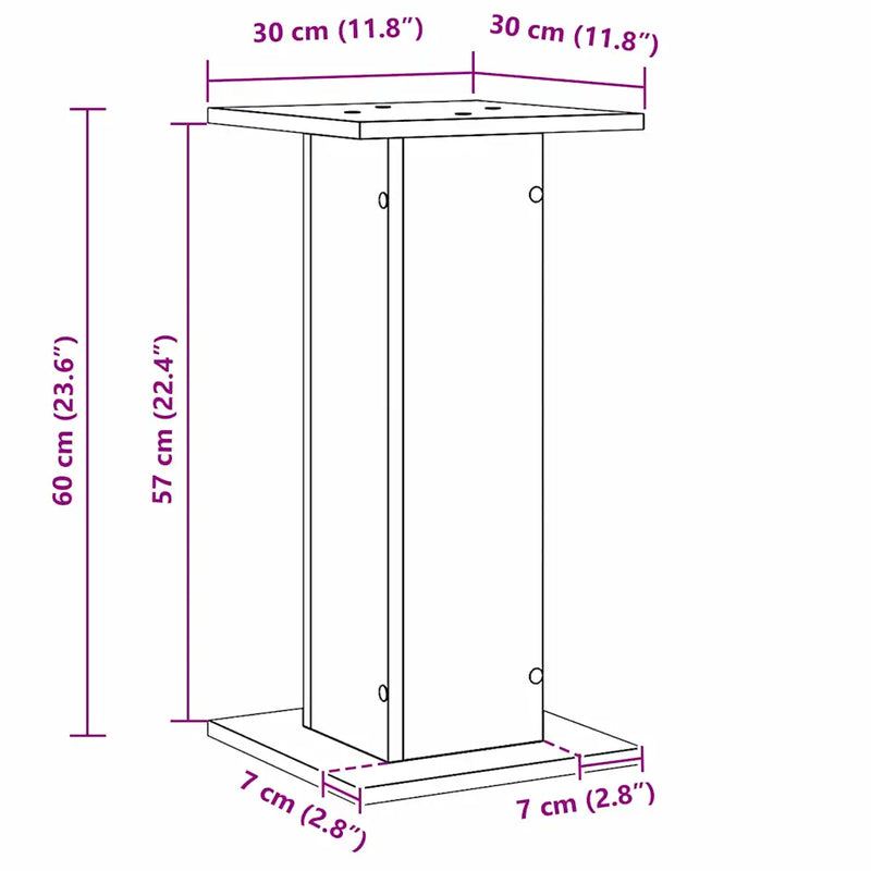 Speaker Stands 2 pcs Black Oak 30 x 30 x 60 cm Engineered Wood