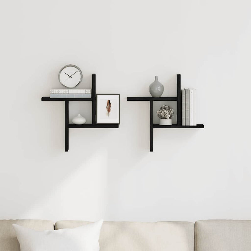 Wall Shelves 2 pcs Black Oak 38x12x38 cm Engineered Wood