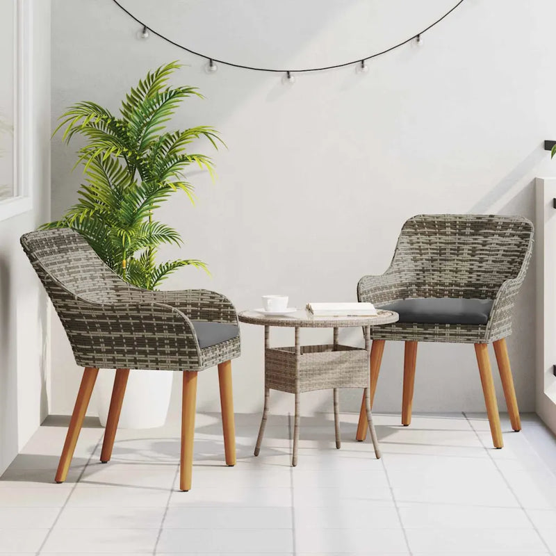 Garden Chair 2 pcs Grey 62.5 x 55 x 82 cm Poly Rattan