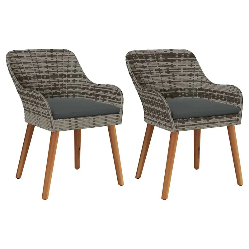 Garden Chair 2 pcs Grey 62.5 x 55 x 82 cm Poly Rattan