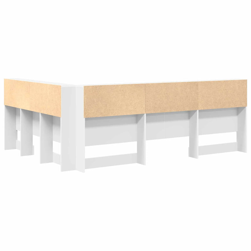 Storage Headboard White Engineered Wood