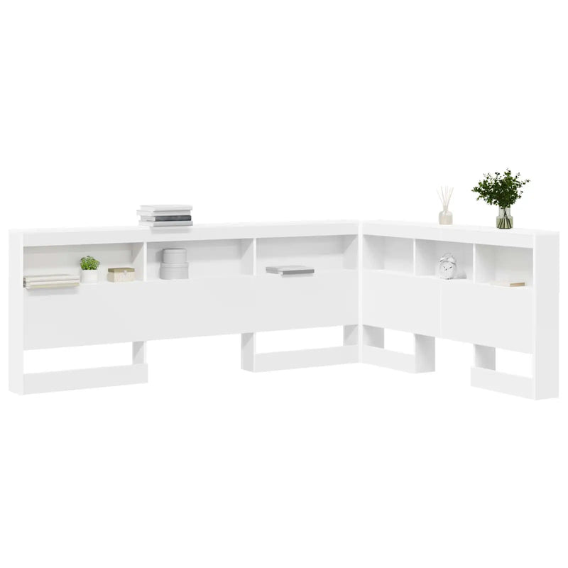 Storage Headboard White Engineered Wood
