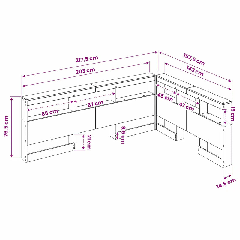 Storage Headboard White Engineered Wood
