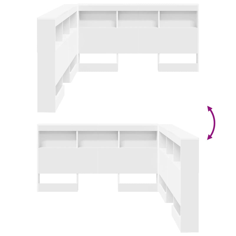 Storage Headboard White Engineered Wood
