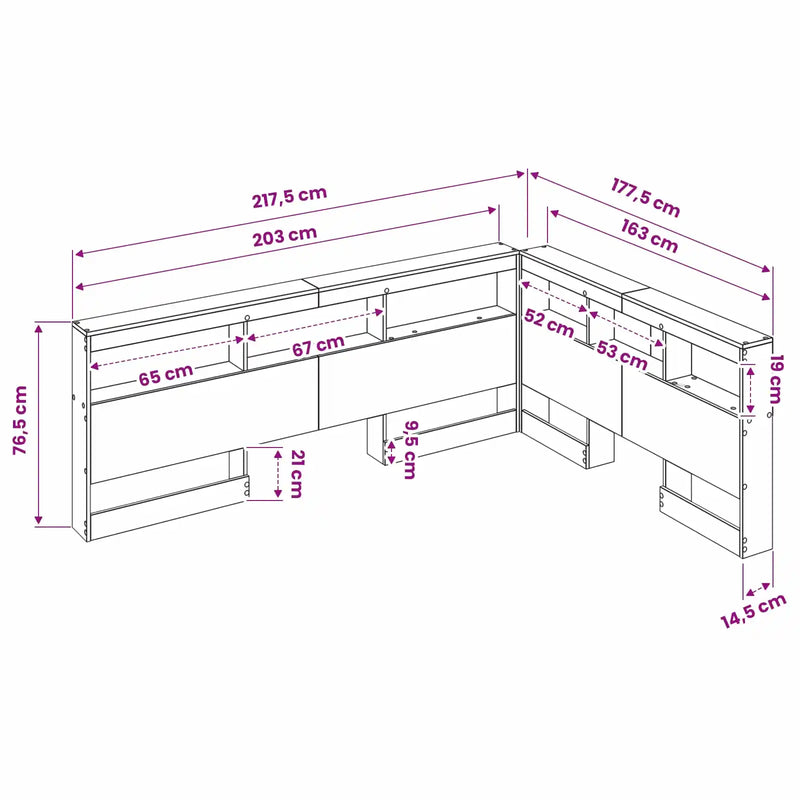 Storage Headboard White Engineered Wood