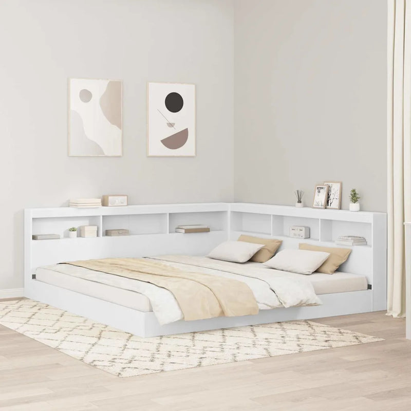 Storage Headboard White Engineered Wood