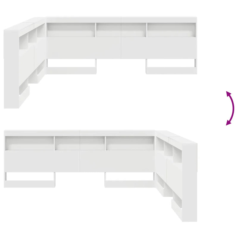 Storage Headboard White Engineered Wood