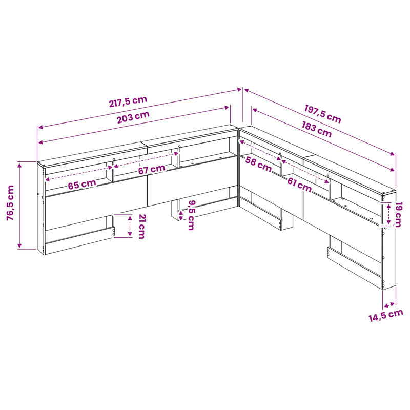 Storage Headboard White Engineered Wood