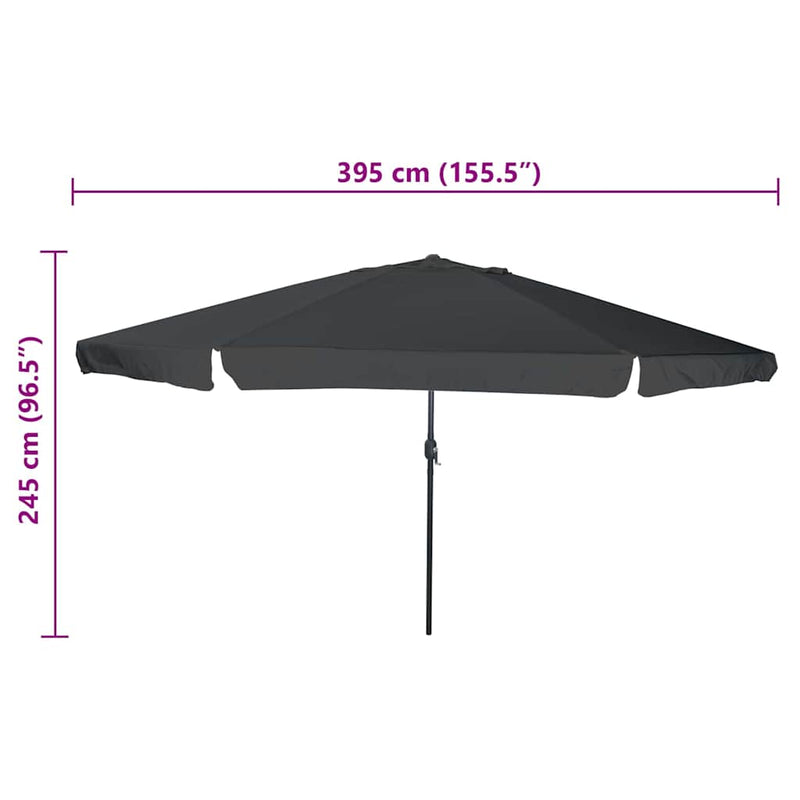 vidaXL Garden Parasol Anthracite 395 x 395 x 245 cm