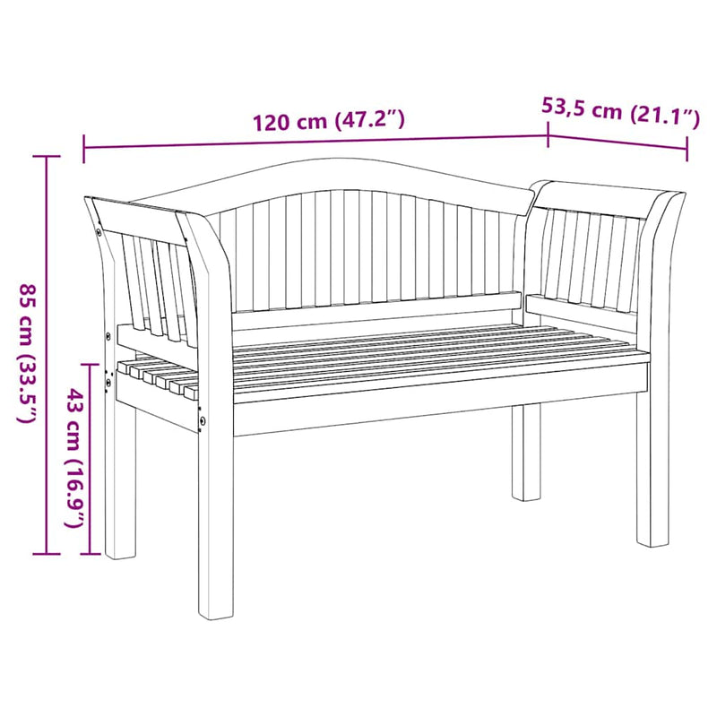 vidaXL Garden Bench Brown 120 x 53.5 x 85 cm Solid teak wood