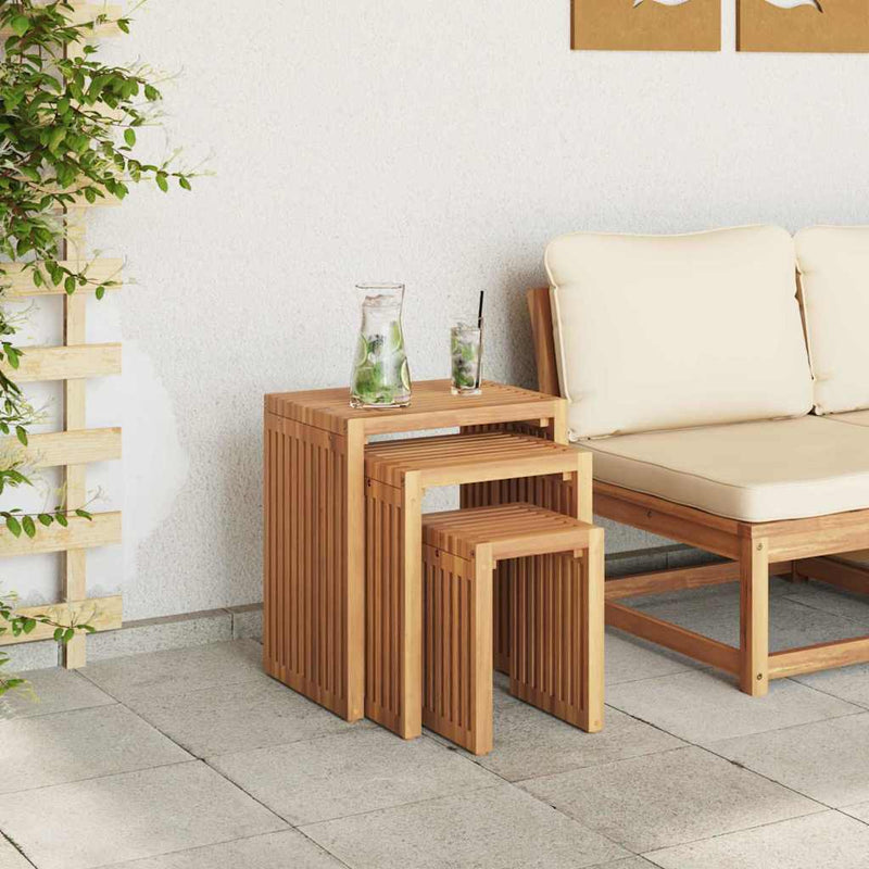 vidaXL Nest of Side Tables Stackable 3 pcs Brown 33 x 44.5 x 51 cm