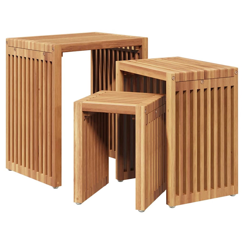 vidaXL Nest of Side Tables Stackable 3 pcs Brown 33 x 44.5 x 51 cm