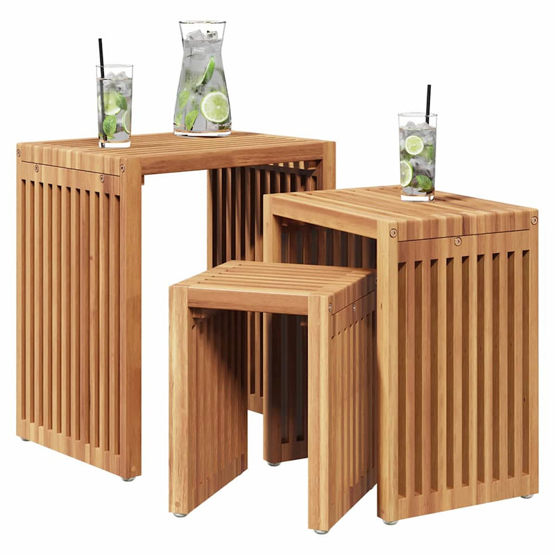 vidaXL Nest of Side Tables Stackable 3 pcs Brown 33 x 44.5 x 51 cm