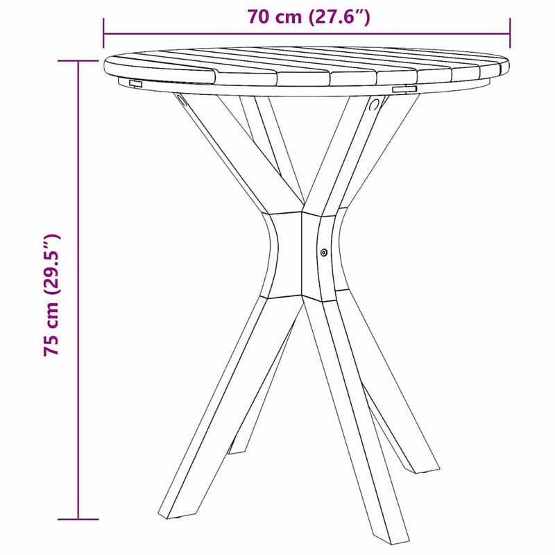 vidaXL Bistro Table Brown 70 x 70 x 75 cm Solid teak wood