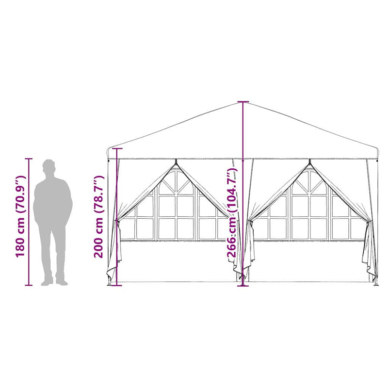 vidaXL Party Tent White 400 x 400 x 266 cm Polyethylene