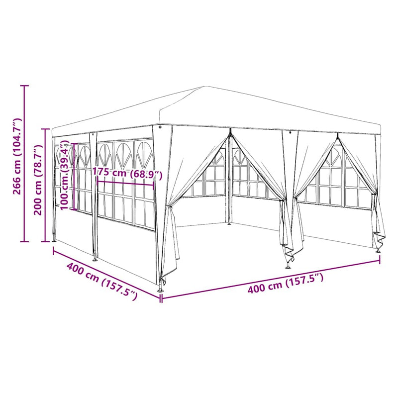 vidaXL Party Tent White 400 x 400 x 266 cm Polyethylene