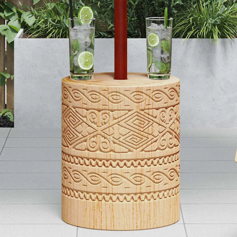Parasol Base 28.05 kg Natural Solid Wood Cylindrical