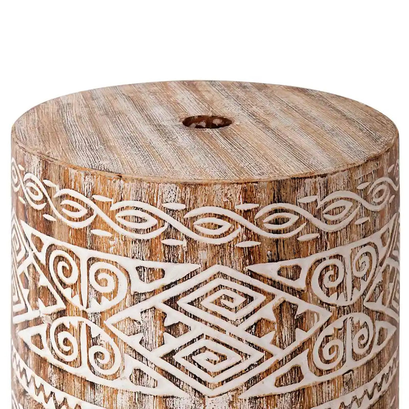 Parasol Base 23 kg White Washed Solid Wood Cylindrical