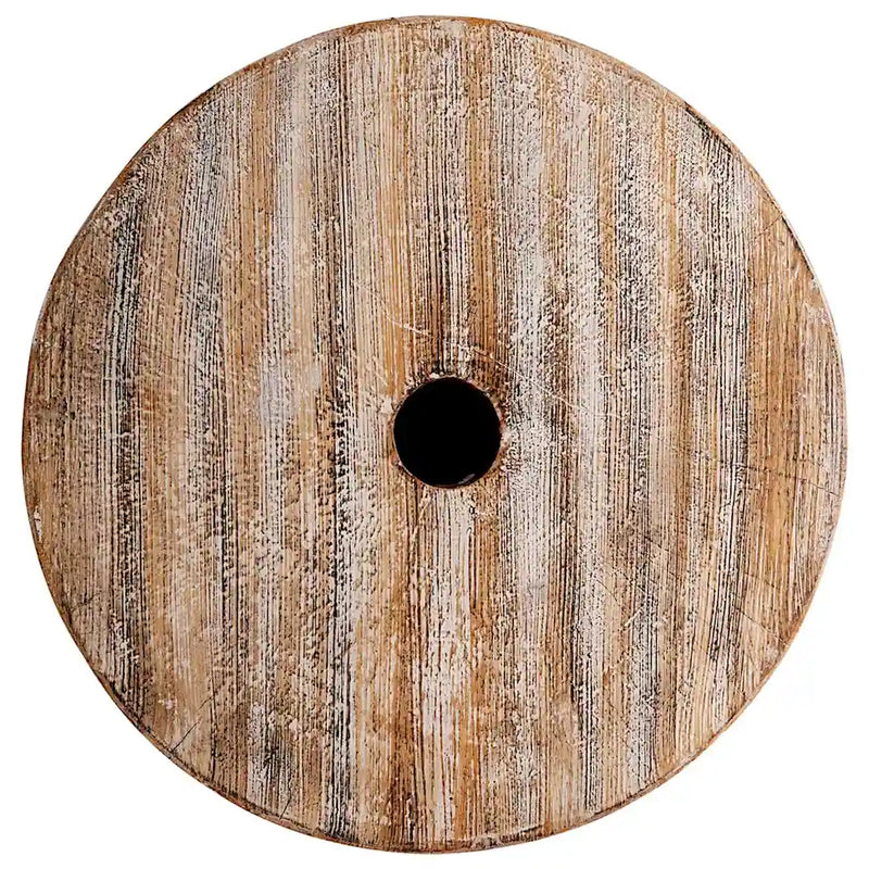 Parasol Base 23 kg White Washed Solid Wood Cylindrical