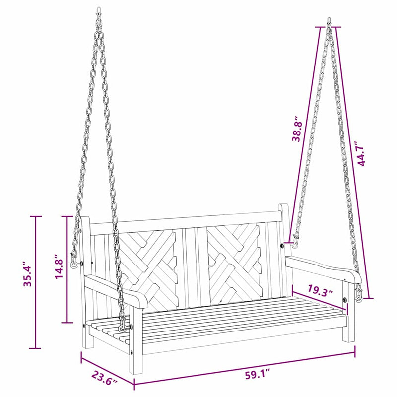 vidaXL Swing Bench Other Brown 114 x 60 x 64 cm Solid teak wood