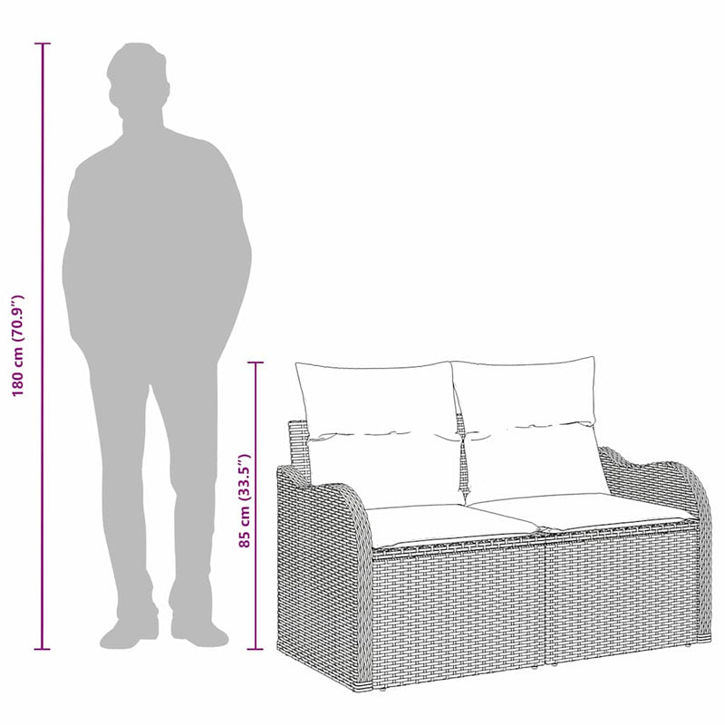 vidaXL Garden Sofa Beige 121 x 62 x 69cm Poly Rattan