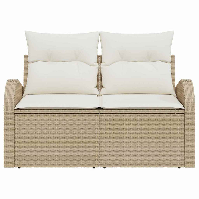 vidaXL Garden Sofa Beige 124 x 62 x 69cm Poly Rattan