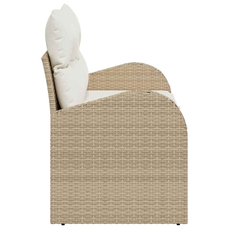 vidaXL Garden Sofa Beige 124 x 62 x 69cm Poly Rattan