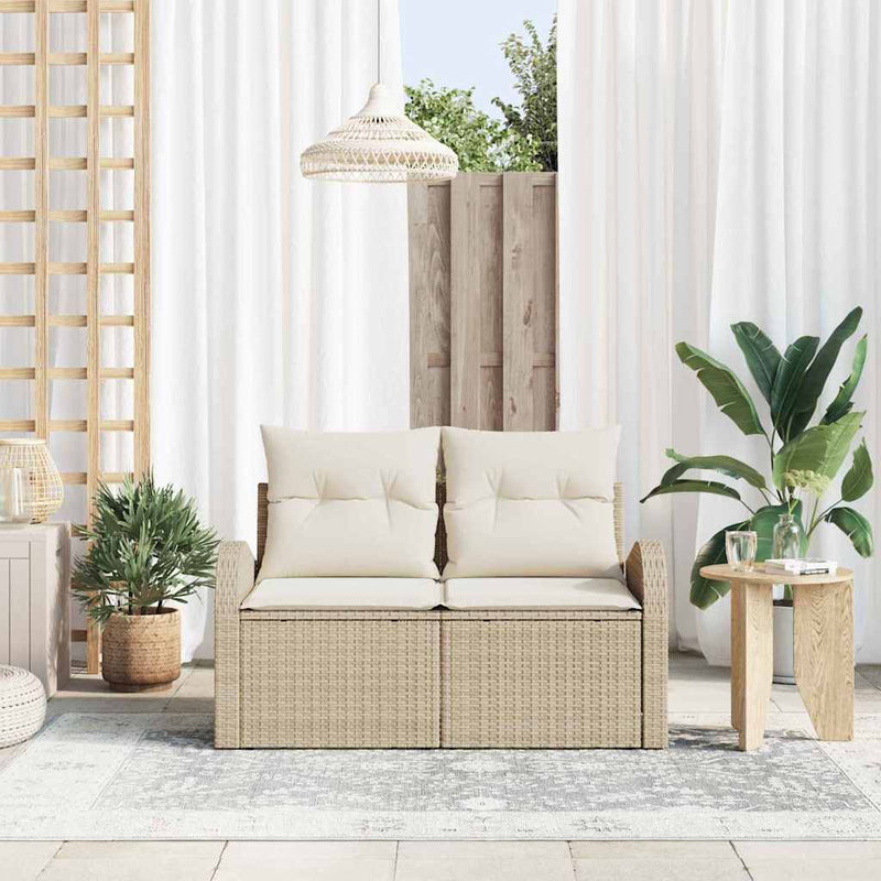 vidaXL Garden Sofa Beige 124 x 62 x 69cm Poly Rattan