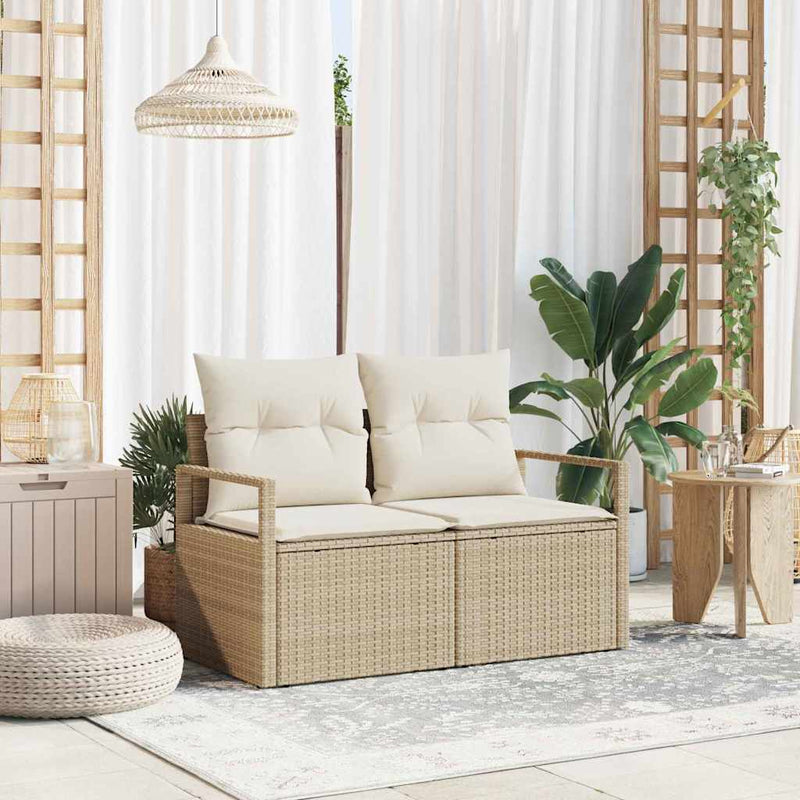 vidaXL Garden Sofa with Cushion 120 x 62 x 69 cm. Poly Rattan