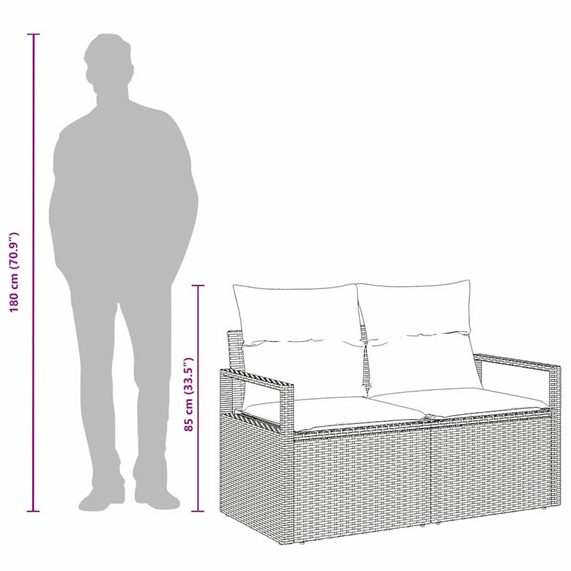 vidaXL Garden Sofa with Cushion 120 x 62 x 69 cm. Poly Rattan