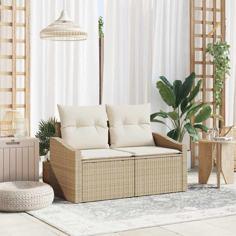 vidaXL Garden Sofa with Cushion 123 x 62 x 69 cm Poly Rattan