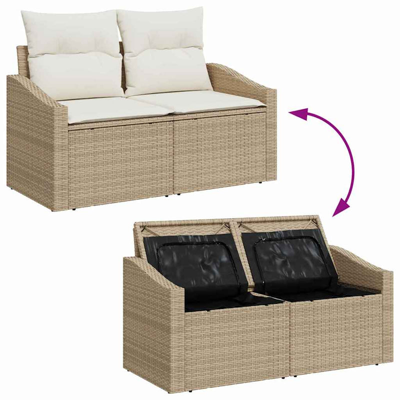 vidaXL Garden Sofa with Cushion 123 x 62 x 69 cm Poly Rattan