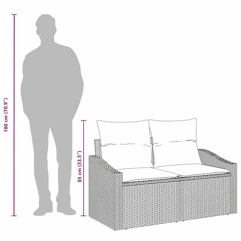 vidaXL Garden Sofa with Cushion 123 x 62 x 69 cm Poly Rattan
